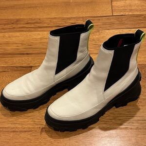 Sorel Women's Brex Chelsea Boot Chalk, Black Waterproof Leather Rain Boot 10.5